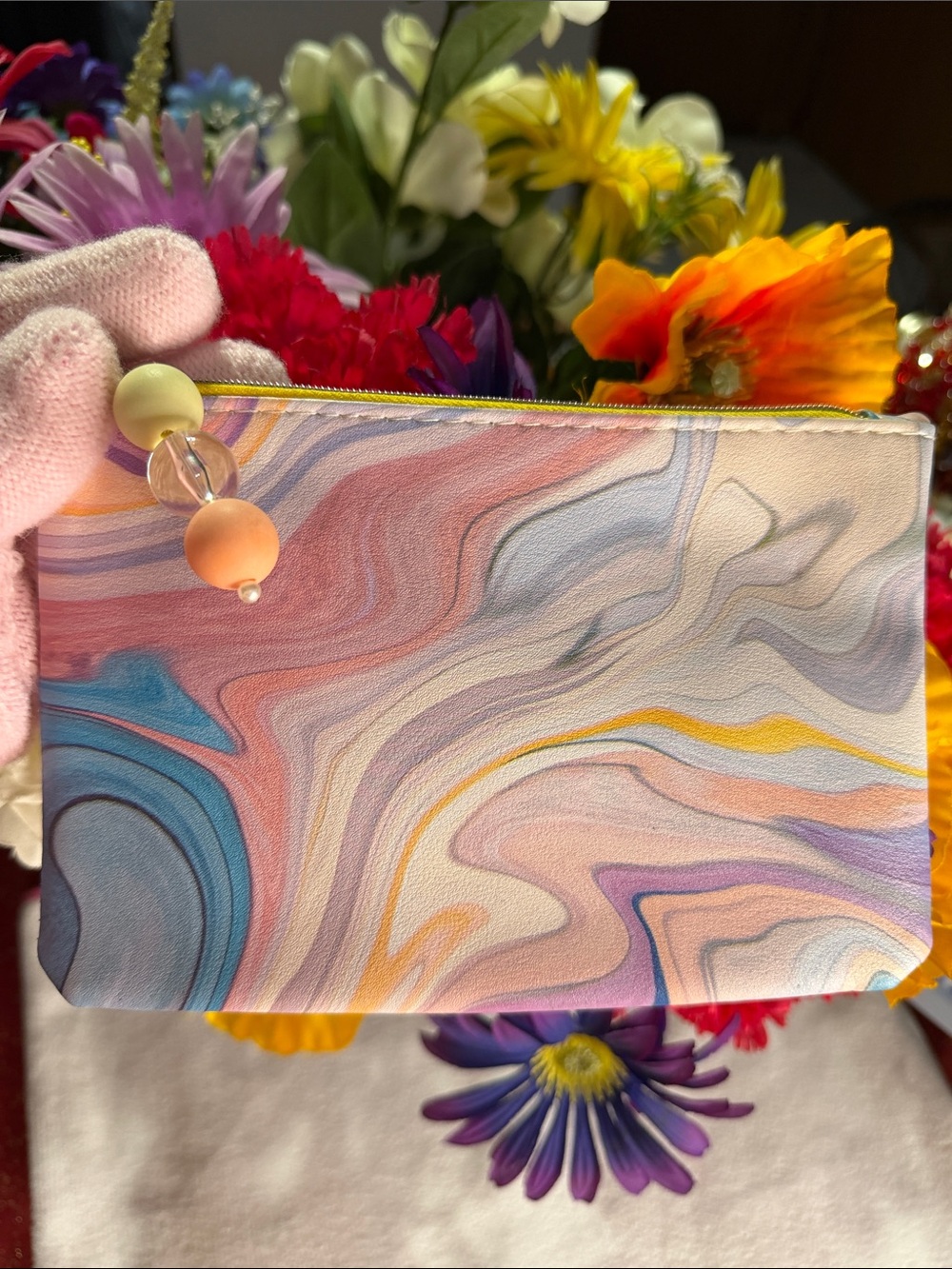 Abstract Swirl Cosmetic Pouch - Pastel Multi
